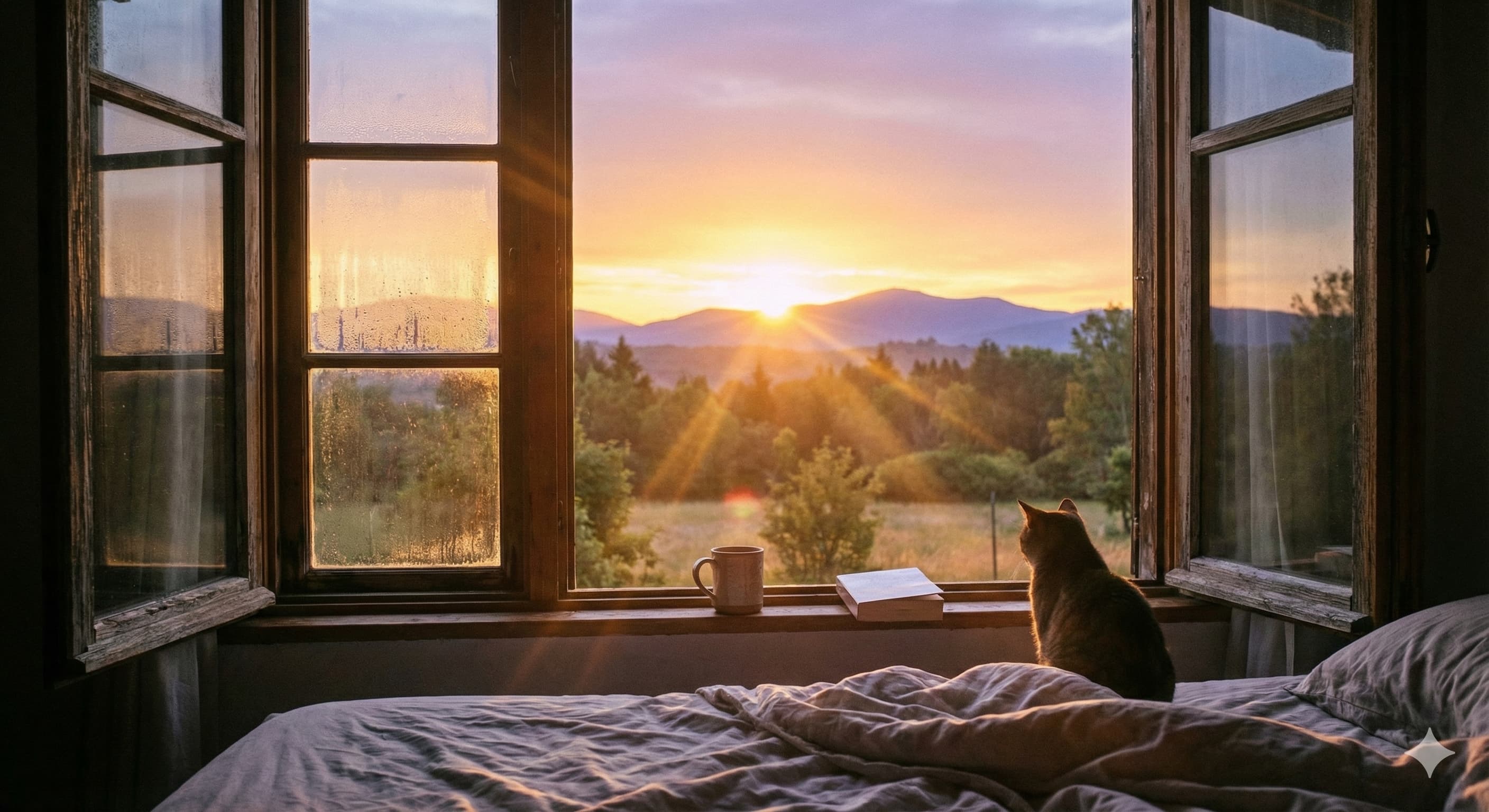 窓辺の朝日のイメージ画像